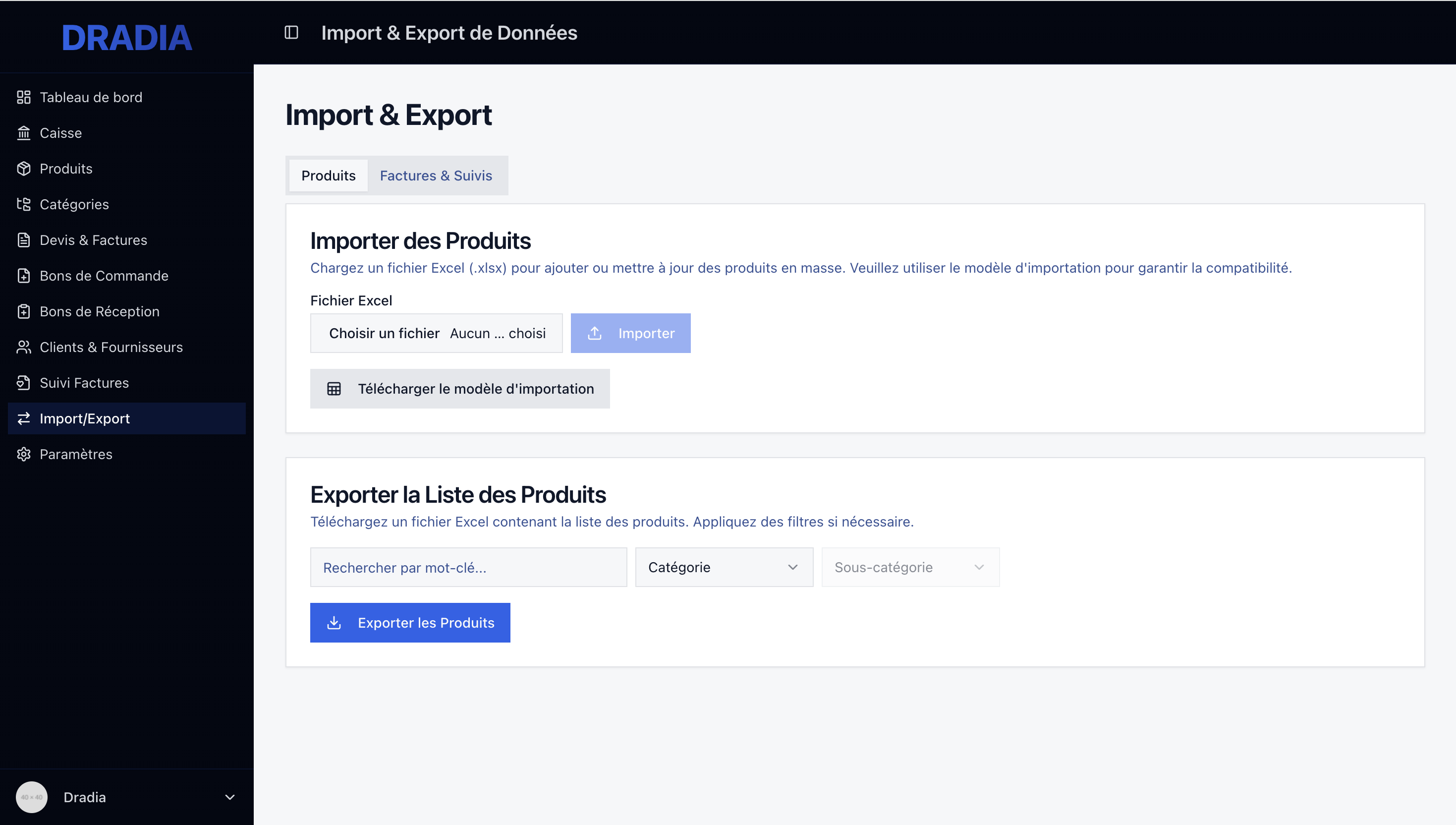 Import & Export de données